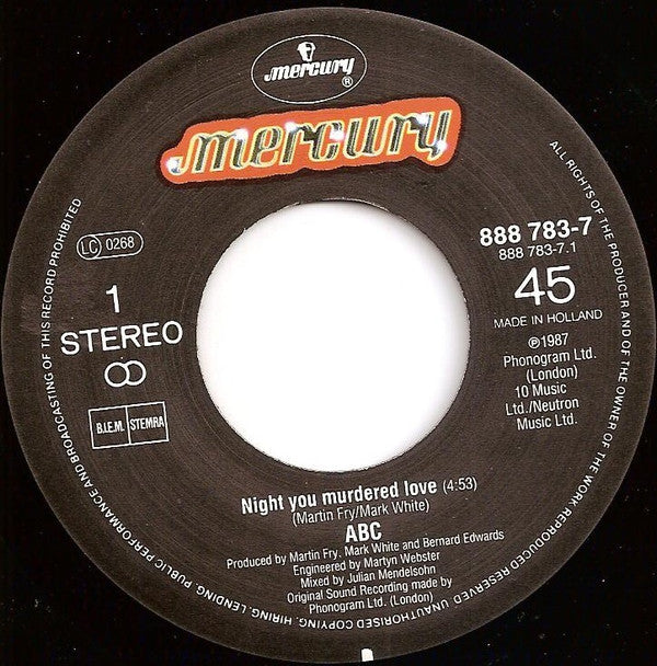 ABC : The Night You Murdered Love (7", Single)