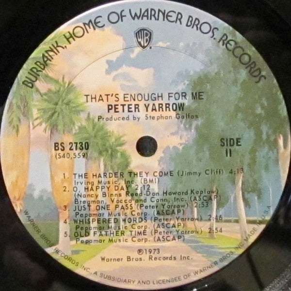 Peter Yarrow : That's Enough For Me (LP, Album, Gat)