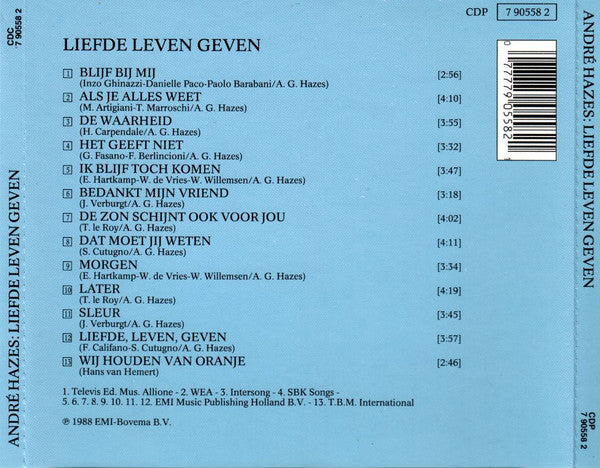 André Hazes : Liefde, Leven, Geven (CD, Album)