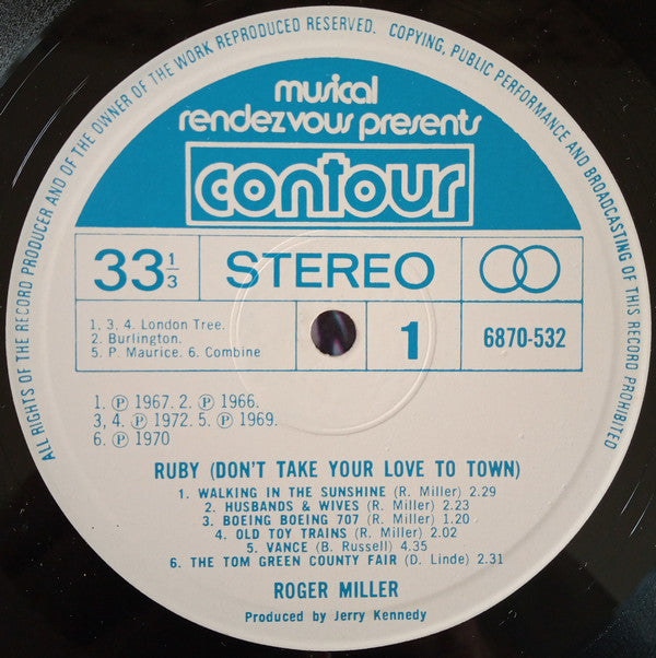 Roger Miller : Ruby (Don't Take Your Love To Town) (LP, Comp)