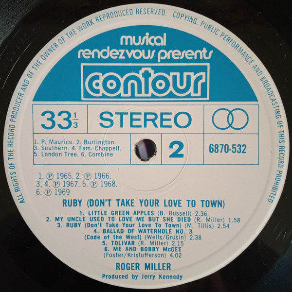 Roger Miller : Ruby (Don't Take Your Love To Town) (LP, Comp)
