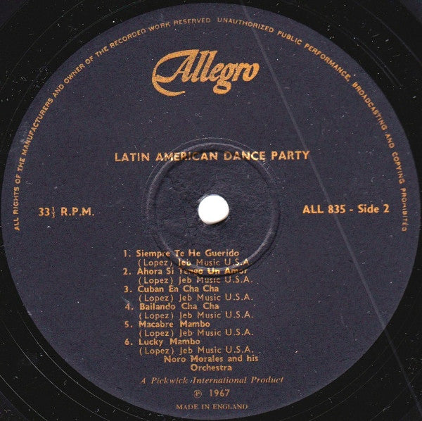 Noro Morales & His Orchestra : Latin American Dance Party (LP, Album)