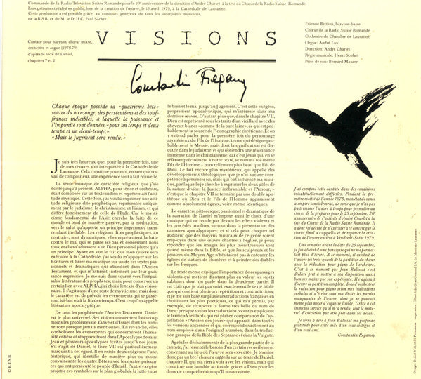 Constantin Régamey, André Charlet, Orchestre De Chambre De Lausanne, Chœur De La Radio Suisse Romande, Etienne Bettens, André Luy : Visions (LP, Album)