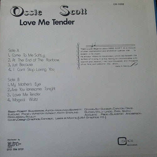 Ossie Scott : Love Me Tender (LP, Album)