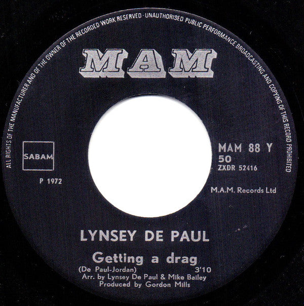 Lynsey De Paul : Getting A Drag (7", Single)