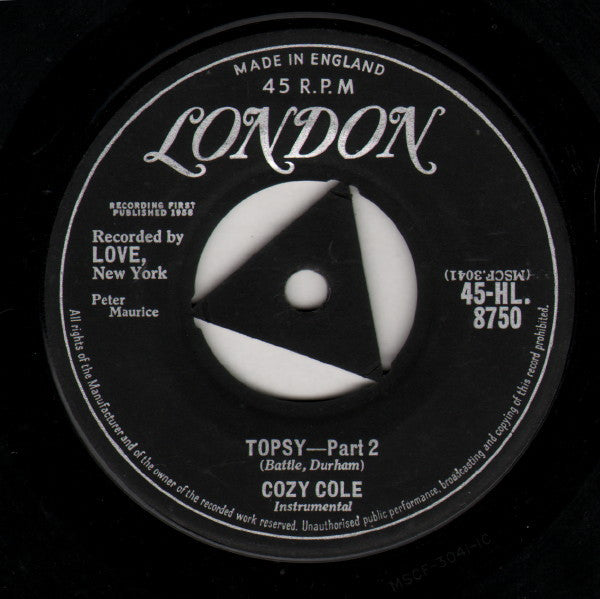 Cozy Cole : Topsy (7", Single, Mono, Tri)