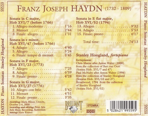 Joseph Haydn, Stanley Hoogland : Piano Sonatas (CD)