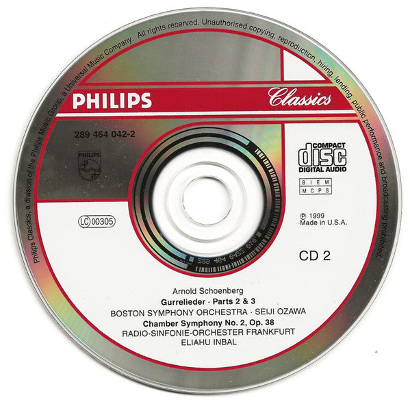 Arnold Schoenberg / Seiji Ozawa / Boston Symphony Orchestra / Tanglewood Festival Chorus : Gurrelieder / Chamber Symphonies (2xCD, Comp, RE, RM)