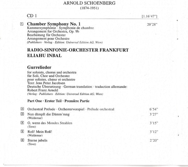 Arnold Schoenberg / Seiji Ozawa / Boston Symphony Orchestra / Tanglewood Festival Chorus : Gurrelieder / Chamber Symphonies (2xCD, Comp, RE, RM)