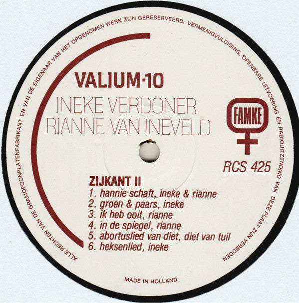 Rianne van Ineveld / Ineke Verdoner : Valium-10 (LP, Album)