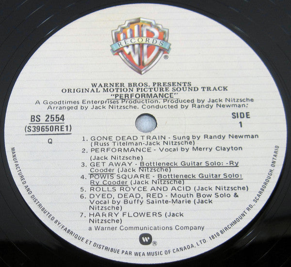 Various : Performance (Original Motion Picture Soundtrack) (LP, Album, RE)