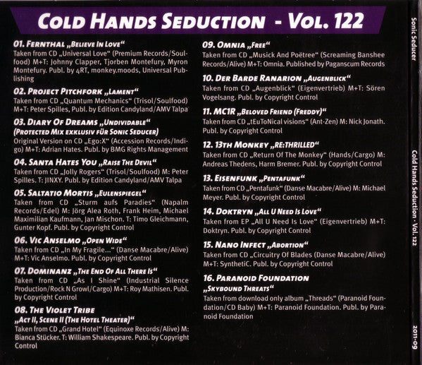 Various : Sonic Seducer Cold Hands Seduction - Vol. 122 (CD, Comp)