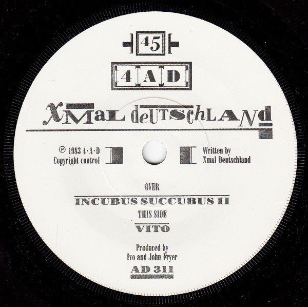 X Mal Deutschland : Incubus Succubus II (7", Single)