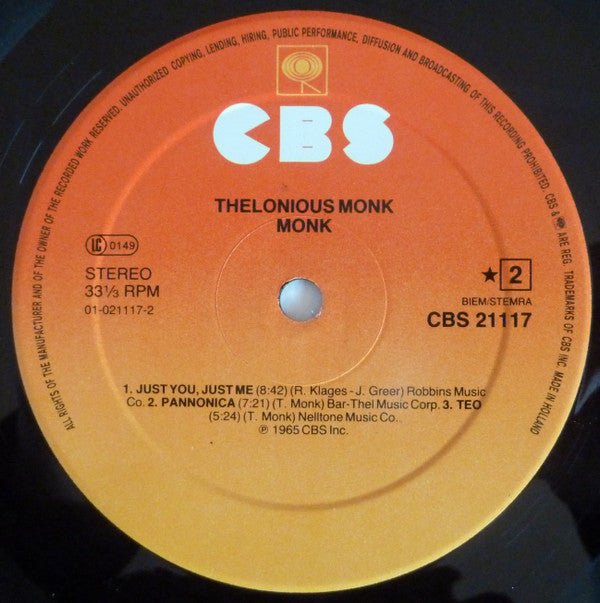 Thelonious Monk : Monk (LP, Album, RE)