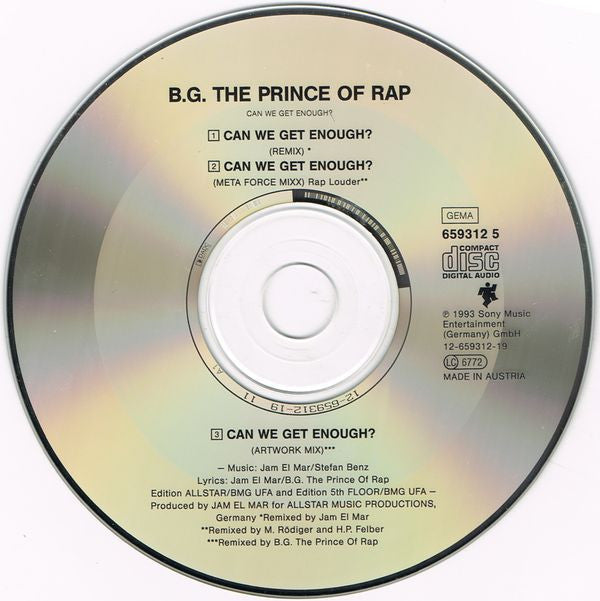 B.G. The Prince Of Rap : Can We Get Enough? - Remix - (CD, Maxi)