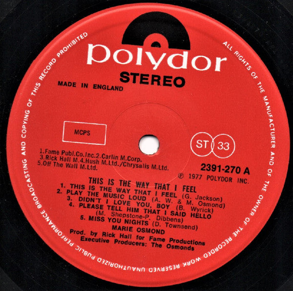 Marie Osmond : This Is The Way That I Feel (LP, Album)