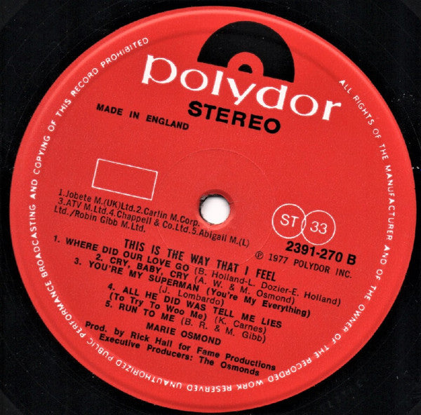 Marie Osmond : This Is The Way That I Feel (LP, Album)