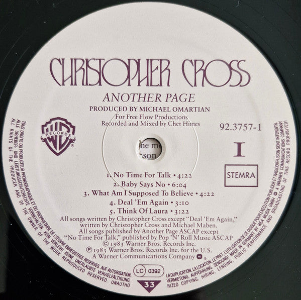 Christopher Cross : Another Page (LP, Album, DMM)