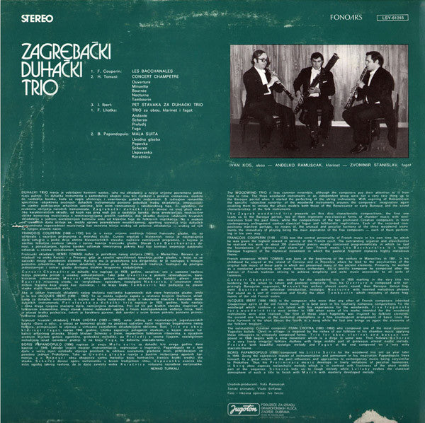 Zagrebački Puhački Trio : Couperin, Tomasi, Ibert, Lhotka, Papandopulo (LP, Album)