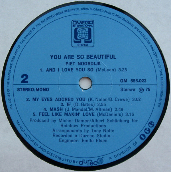 Piet Noordijk : You Are So Beautiful (LP, Album)