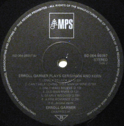 Erroll Garner : Erroll Garner Plays Gershwin And Kern (LP, Album)