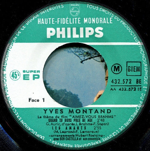 Yves Montand : Aimez-Vous Brahms.. "Quand Tu Dors Près De Moi" (7", EP)