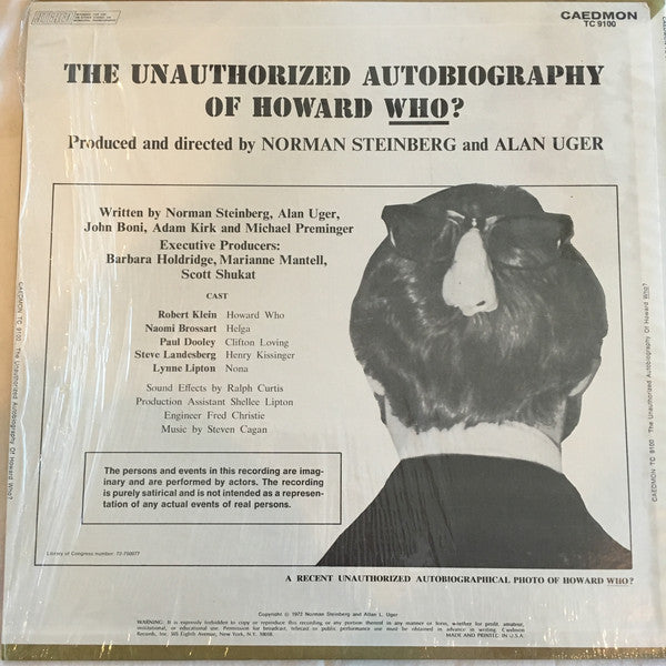 Norman Steinberg And Alan Uger : The Unauthorized Autobiography Of Howard Who? (LP, Album)