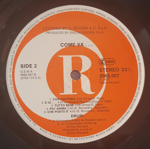 Drupi (2) : Come Va... (LP, Album)