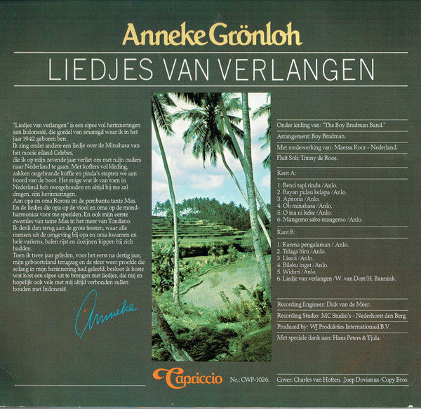 Anneke Grönloh : Liedjes Van Verlangen (LP, Album)