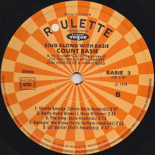 Joe Williams, Dave Lambert (3), Jon Hendricks, Annie Ross Plus Count Basie Orchestra : Sing Along With Basie (LP, Album, RE)