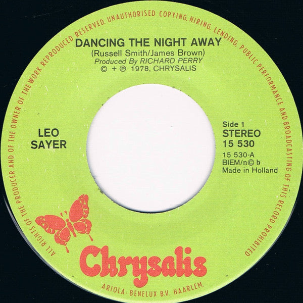 Leo Sayer : Dancing The Night Away (7", Single)