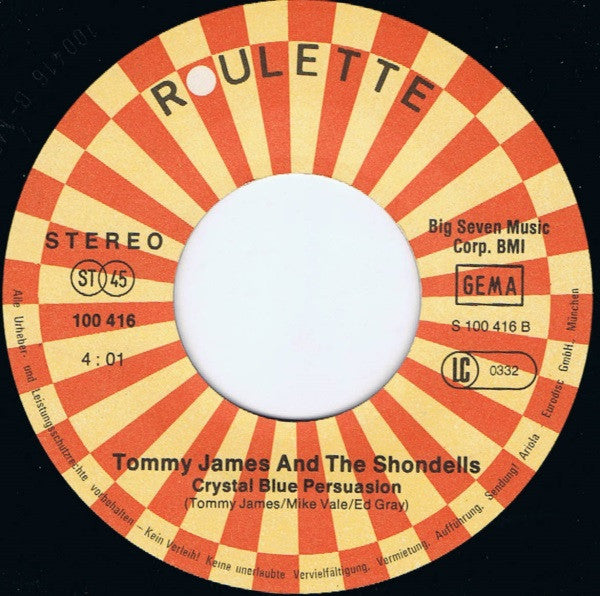 Tommy James And The Shondells* : Crimson And Clover / Crystal Blue Persuasion (7", Single)