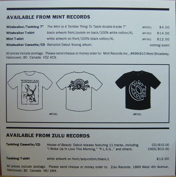 Windwalker (2) / Tankhog : The Mint Is A Terrible Thing To Taste (7", Gre)