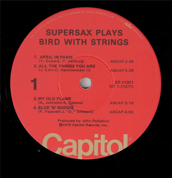 Supersax : Supersax Plays Bird With Strings (LP, Album, Win)