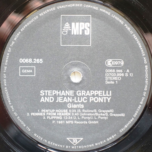 Stéphane Grappelli / Jean-Luc Ponty : Giants (LP, Album, Comp)