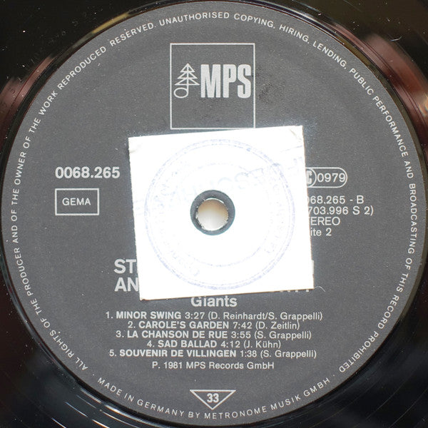 Stéphane Grappelli / Jean-Luc Ponty : Giants (LP, Album, Comp)