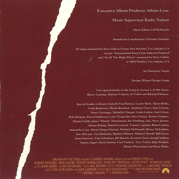 Various : Indecent Proposal (Music Taken From The Original Motion Picture Soundtrack) (CD)