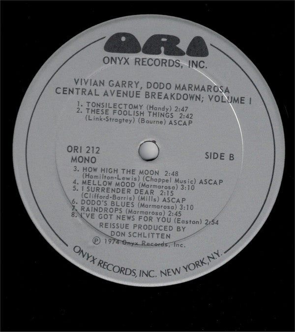 Teddy Edwards / Vivian Garry / Dodo Marmarosa : Central Avenue Breakdown; Volume 1 (Original 1945-47 Recordings) (LP, Comp, Mono)