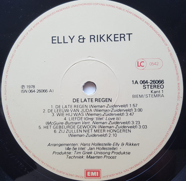 Elly & Rikkert : De Late Regen (LP, Album)