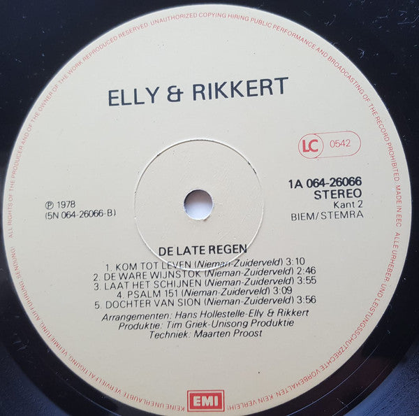 Elly & Rikkert : De Late Regen (LP, Album)