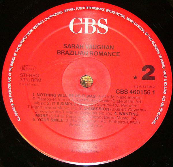 Sarah Vaughan & Milton Nascimento : Brazilian Romance (LP, Album)