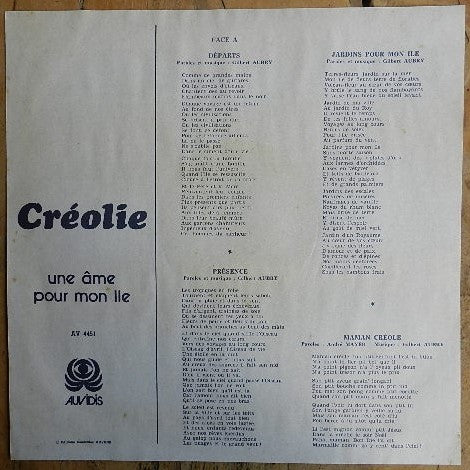 Gilbert Aubry : Créolie, Une Ame Pour Mon Ile La Réunion (LP, Mono)