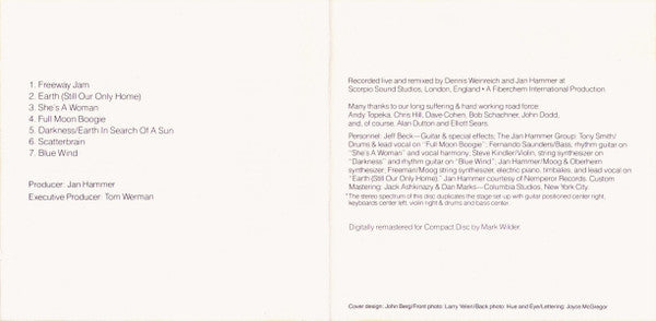 Jeff Beck With The Jan Hammer Group : Live (CD, Album, RE, RM)