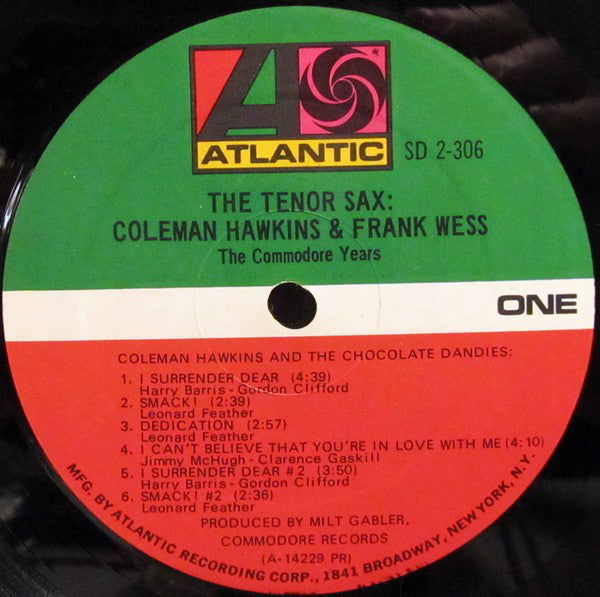 Coleman Hawkins & Frank Wess : The Tenor Sax: Coleman Hawkins & Frank Wess (2xLP, Comp, PR )