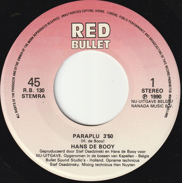 Hans De Booy : Paraplu (7")