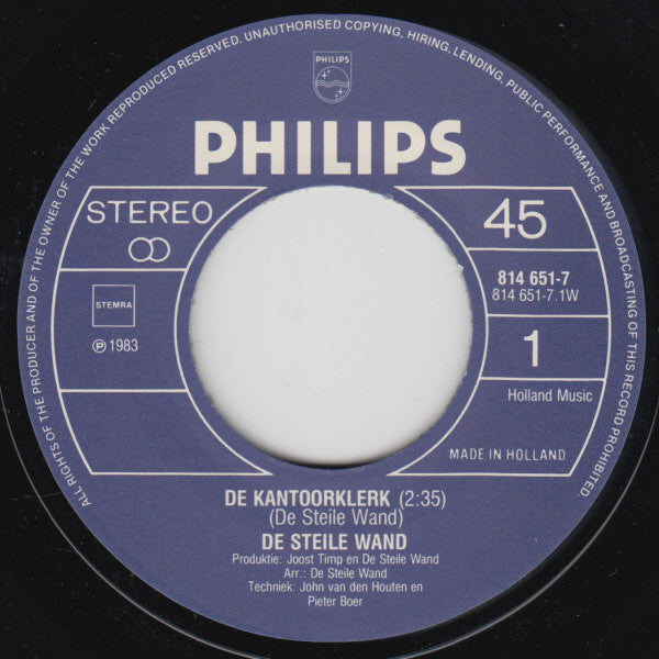 De Steile Wand : De Kantoorklerk (7", Single)