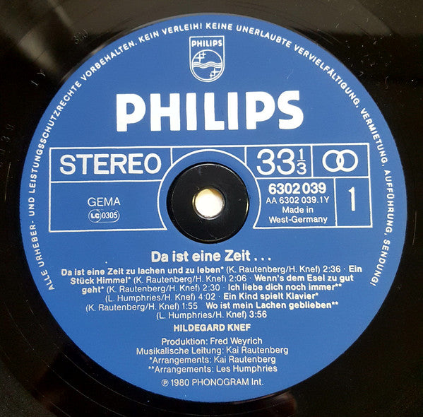 Hildegard Knef : Da Ist Eine Zeit... (LP, Album)