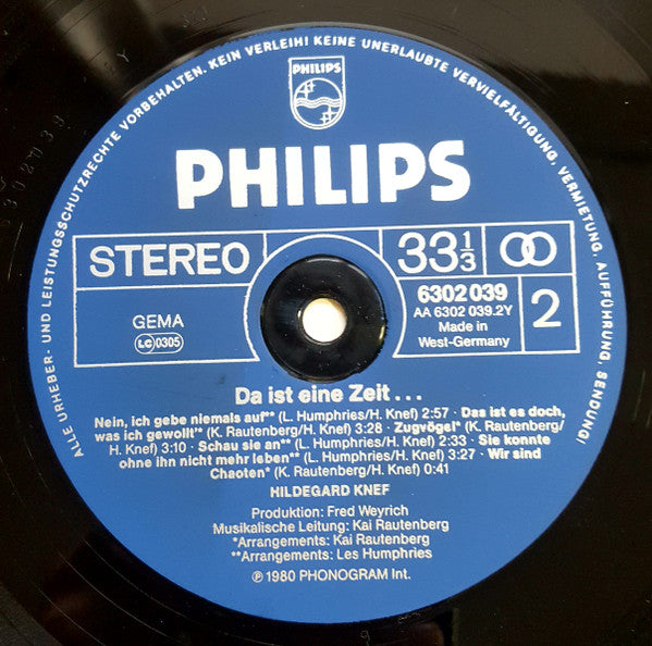 Hildegard Knef : Da Ist Eine Zeit... (LP, Album)