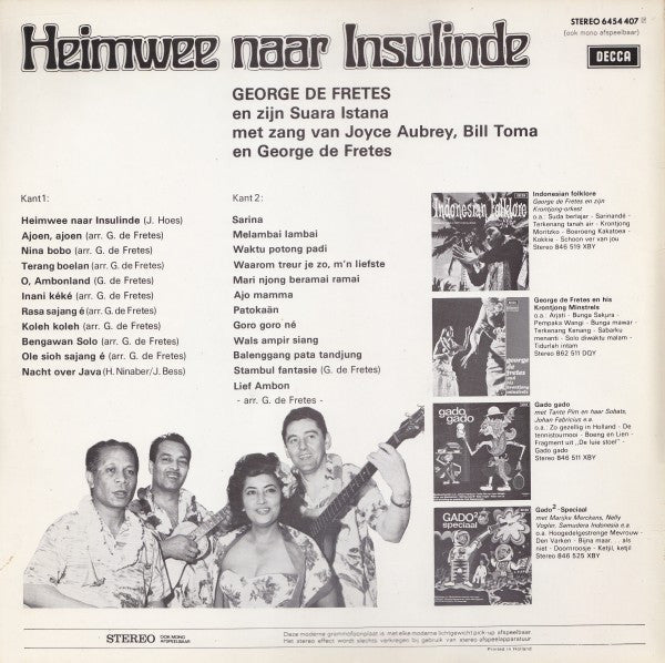 George de Fretes En Zijn Suara Istana : Heimwee Naar Insulinde (LP, Album, RP)