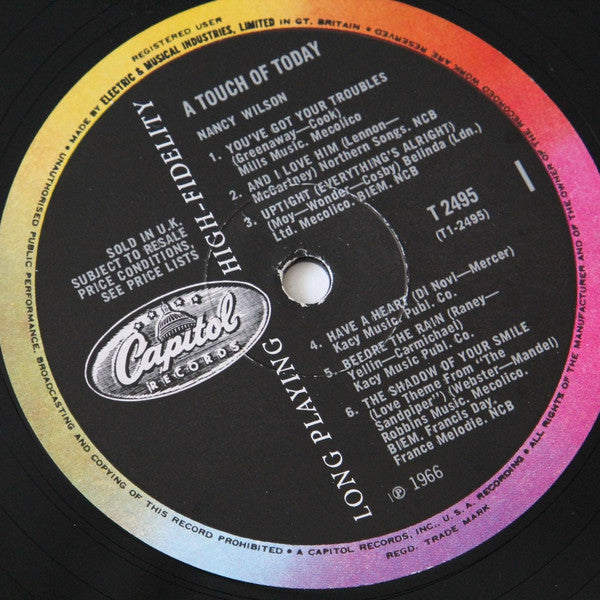 Nancy Wilson : A Touch Of Today (LP, Album, Mono)